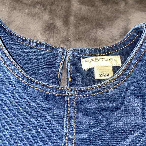 24 m Habitual from Nordstrom Stretch Denim Dress Poof Sleeve Flare Bottom - Picture 4 of 8